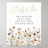 Vies Soda Bar Boho Wilde Bloementuin Bloemen Bord Poster (Voorkant)