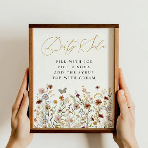 Vies Soda Bar Boho Wilde Bloementuin Bloemen Bord Poster