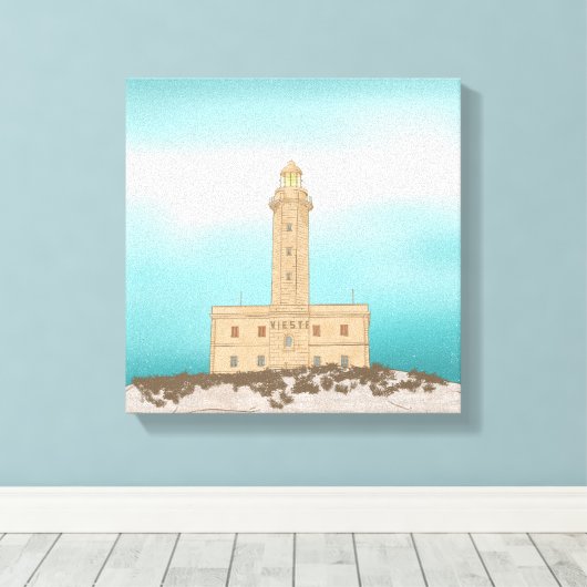 Vieste Lighthouse Italië Canvas Afdruk (Insitu (Houten vloer))