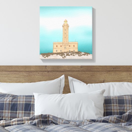 Vieste Lighthouse Italië Canvas Afdruk (Insitu (Slaapkamer))