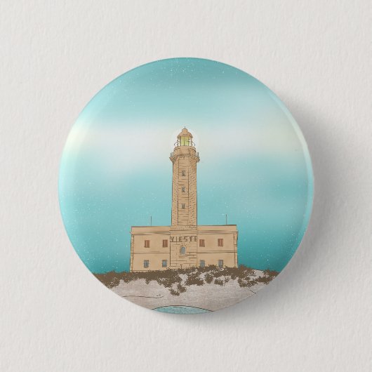 Vieste Lighthouse Italië Ronde Button 5,7 Cm (Voorkant)