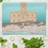 Vieste Lighthouse Italië Theedoek (Gevouwen)