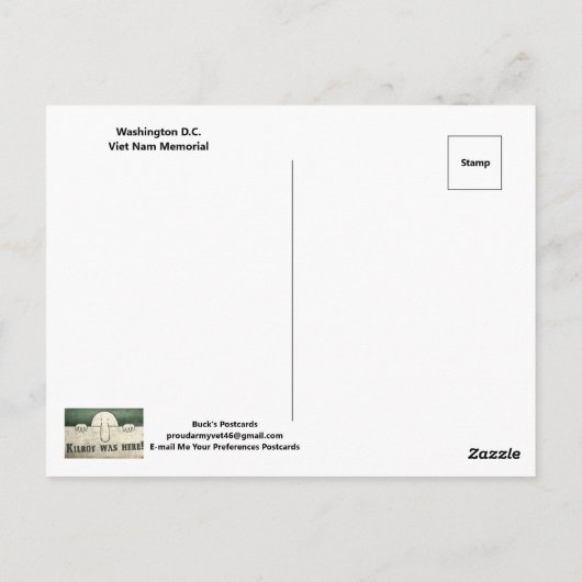 Viet Nam-muurmonument in Washington D.C. Briefkaart (Achterkant)