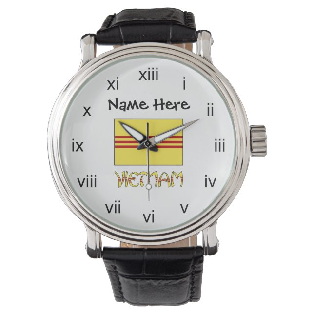 Vietnam and South Vietnamese Flag with Your Name Horloge (Voorkant)