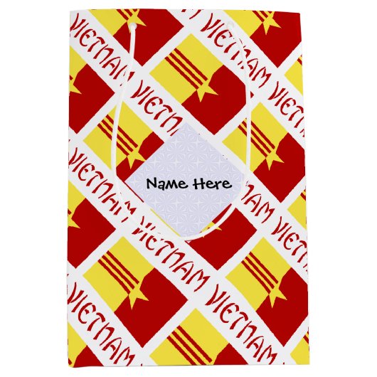 Vietnam and Vietnamese Unity Flag Tiled Your Name Medium Cadeauzakje (Voorkant)