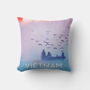 Vietnam avondzon Vakantieposter Kussen