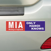 Vietnam Bumpersticker MIA "Only Hanoi Knows" 1970 (Op auto)