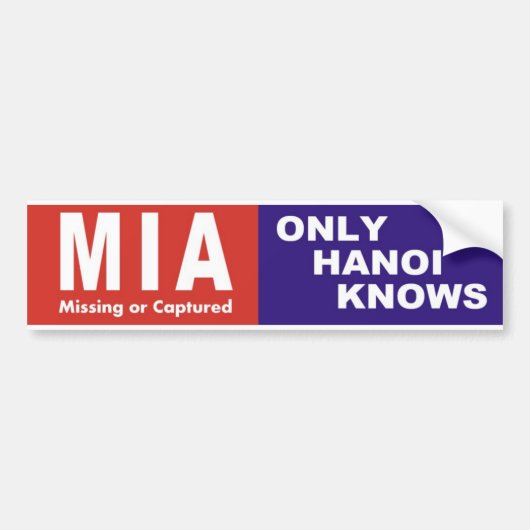 Vietnam Bumpersticker MIA "Only Hanoi Knows" 1970 (Voorkant)