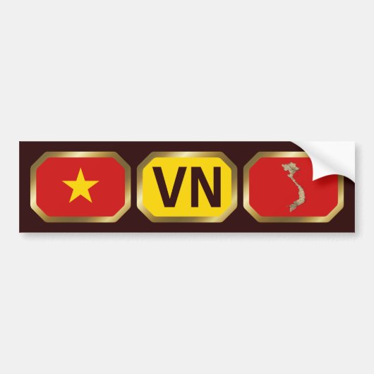 Vietnam-Bumpersticker vlaggenkaartcode Bumpersticker (Voorkant)