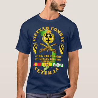 Vietnam Combat Cavalry Veteraan w 1e Bn 5e Cav DU T-shirt