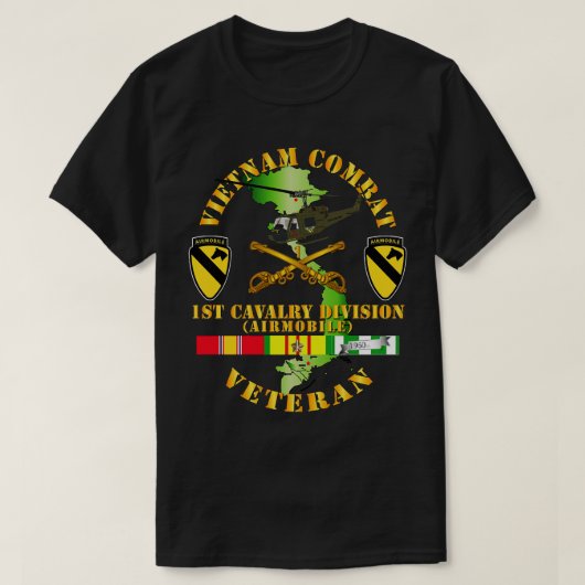Vietnam Combat Cavalry Veteraan w 1st Cavalry Div  T-shirt (Design voorkant)