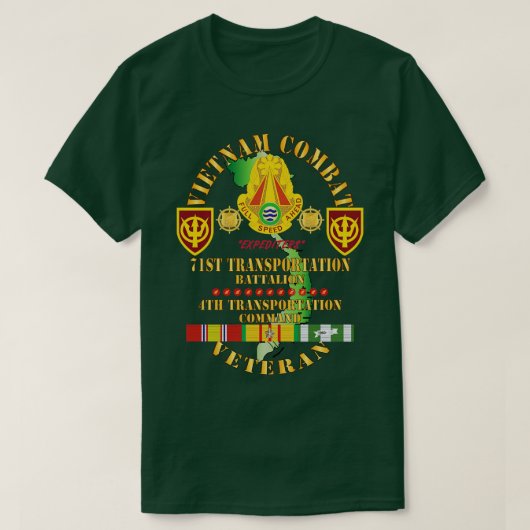Vietnam Combat Veteran w 71st Transport BN 4t T-shirt (Design voorkant)
