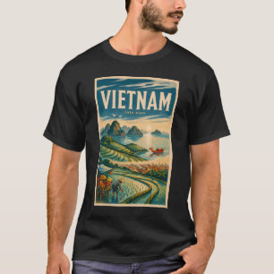 Vietnam Cultuur Illustratie Reis Kunst Vintage T-shirt