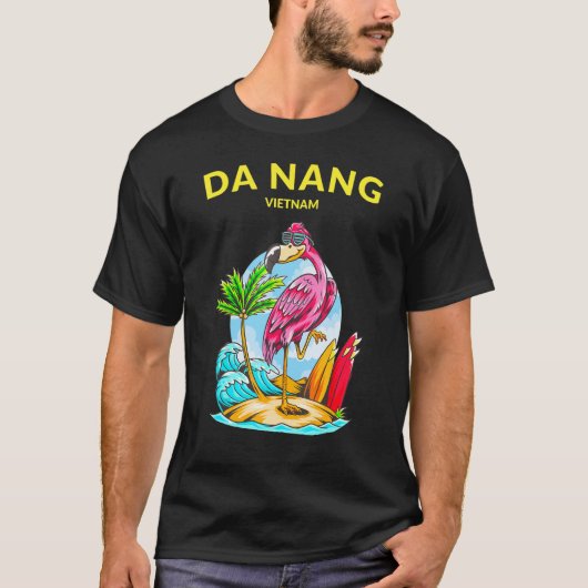 Vietnam Da Nang Beach Flamingo Ocean Wave Surfboar T-shirt (Voorkant)