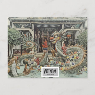 Vietnam Drakentempel, datum Briefkaart