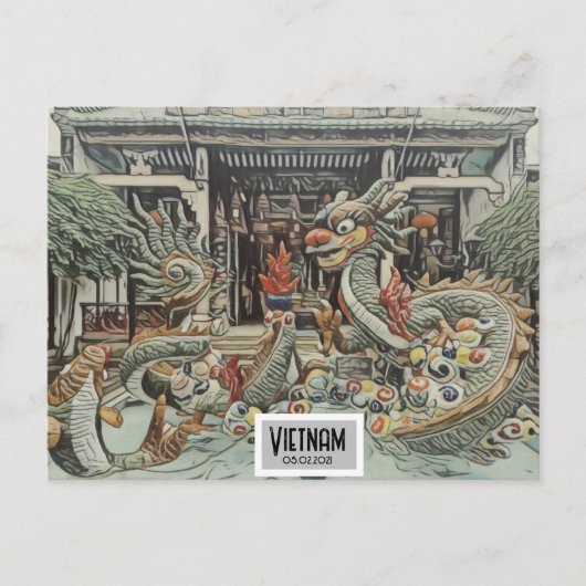 Vietnam Drakentempel,  datum Briefkaart (Voorkant)