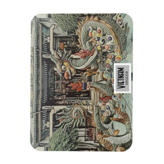 Vietnam Drakentempel,  datum Magneet (Verticaal)