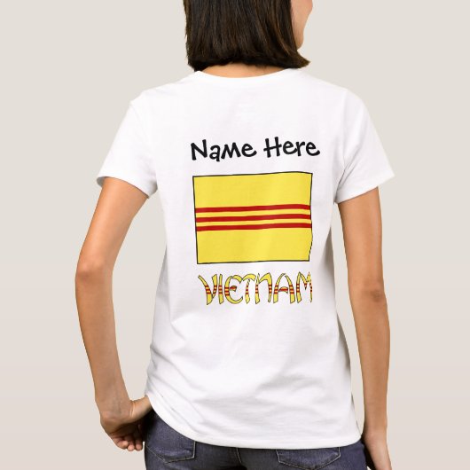 Vietnam en de Zuid-Vietnamese vlag met Jouw naam T-shirt (Achterkant)