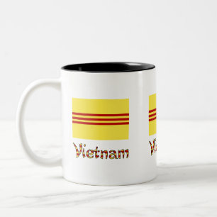 Vietnam en Zuid-Vietnamese Vlag 3 Tweekleurige Koffiemok