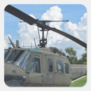  Vietnam Euh-1 Huey Militaire Helikopter Vierkante Sticker