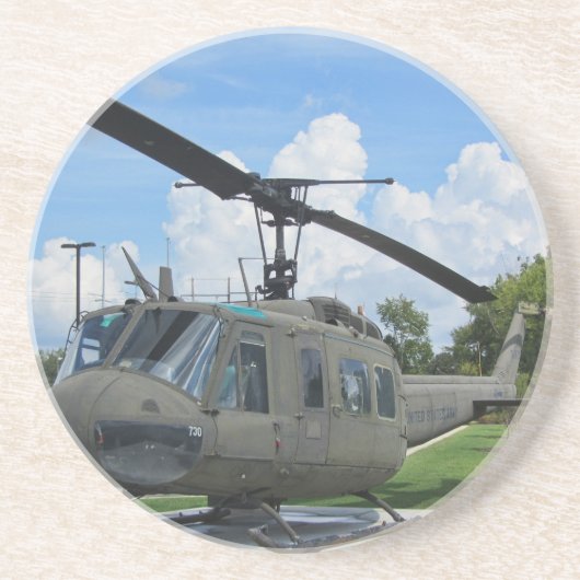  Vietnam Euh-1 Huey Militaire Helikopter Zandsteen Onderzetter (Voorkant)