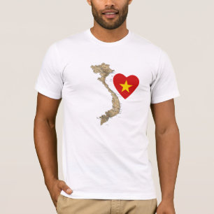 Vietnam Flag Hart en Kaart T-Shirt