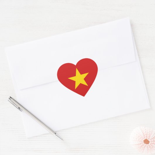 Vietnam Flag Heart Sticker (Envelop)