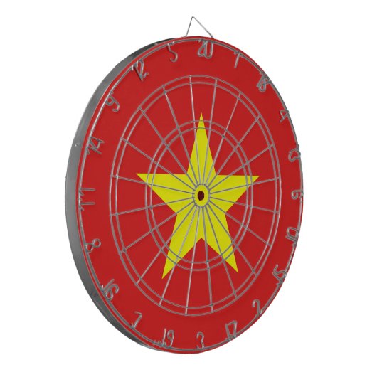 Vietnam Flag Yellow Star Dartboard Dartbord (Voorkant Links)