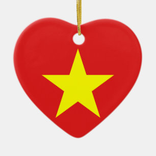 Vietnam Flag Yellow Star Heart Ornament