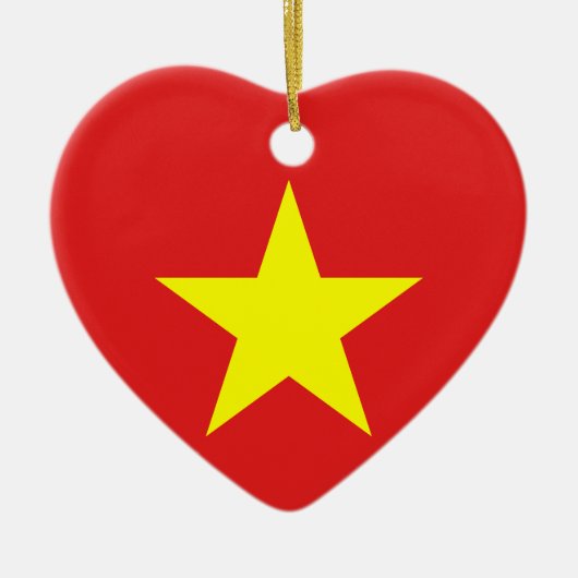 Vietnam Flag Yellow Star Heart Ornament (Voorkant)