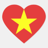 Vietnam Flag Yellow Star Heart Sticker (Voorkant)