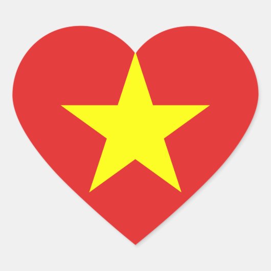 Vietnam Flag Yellow Star Heart Sticker (Voorkant)