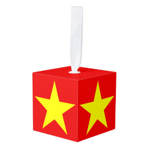 Vietnam Flag Yellow Star Kubus Ornament