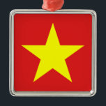 Vietnam Flag Yellow Star Metal Ornament<br><div class="desc">Vietnam vlag op ornament van vierkant metaal. Overeenkomende kantoor,  thuisproducten en meer...  Vergeet het hele collectie niet.</div>