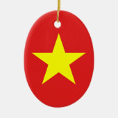 Vietnam Flag Yellow Star Oval Ornament (Voorkant)
