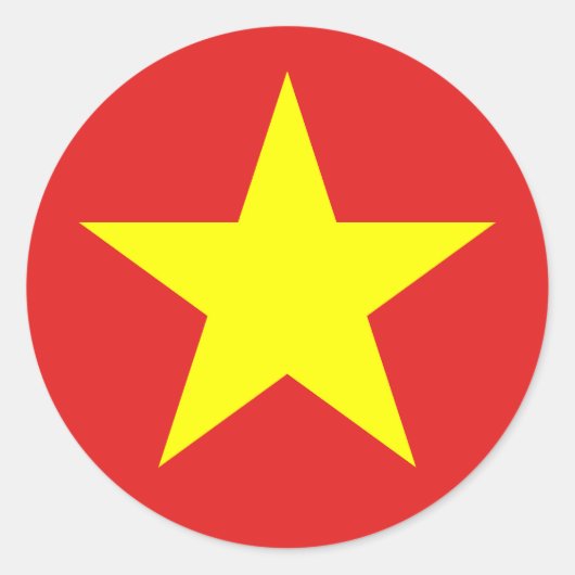 Vietnam Flag Yellow Star Ronde Sticker (Voorkant)