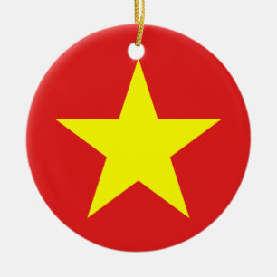 Vietnam Flag Yellow Star Round Ornament