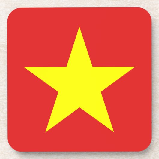 Vietnam Flag Yellow Star Square Onderzetter (Voorkant)