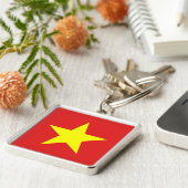 Vietnam Flag Yellow Star Square Sleutelhanger (Zijkant)