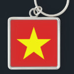 Vietnam Flag Yellow Star Square Sleutelhanger<br><div class="desc">Vietnam Vlag op vierkante sleutelhanger. Beschikbaar in ronde stijl. Overeenkomende kantoor,  thuisproducten en meer...  Vergeet het hele collectie niet.</div>
