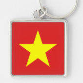 Vietnam Flag Yellow Star Square Sleutelhanger (Voorkant)