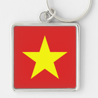 Vietnam Flag Yellow Star Square Sleutelhanger