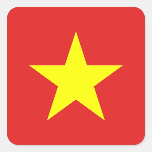 Vietnam Flag Yellow Star Square sticker (Voorkant)