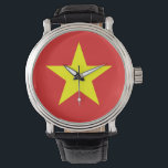 Vietnam Flag Yellow Star Watch Horloge<br><div class="desc">Vietnamese vlag op  stijl wacht op hem. Overeenkomende accessoires,  thuisproducten,  elektronica,  kantoor en meer... </div>