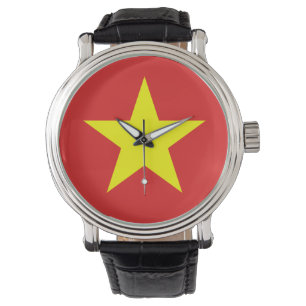 Vietnam Flag Yellow Star Watch Horloge