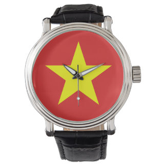 Vietnam Flag Yellow Star Watch Horloge