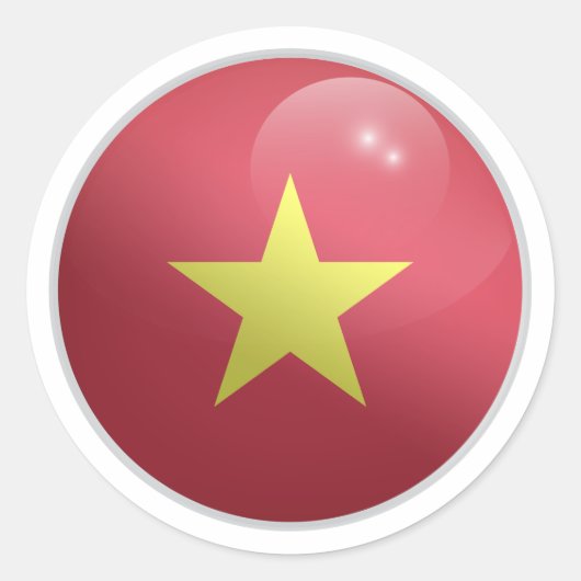 Vietnam Glossy Circle Flag Ronde Sticker (Voorkant)
