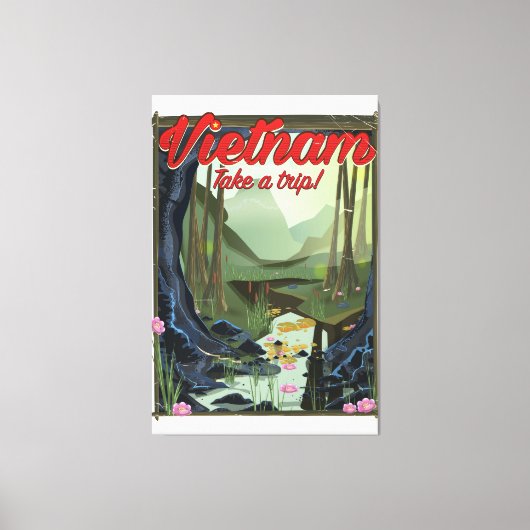Vietnam grot cartoon reisposter canvas afdruk (Voorkant)