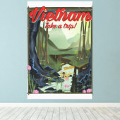 Vietnam grot cartoon reisposter canvas afdruk (Insitu (Houten vloer))