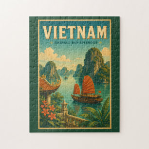 Vietnam Ha Long Bay Illustratie Reis Kunst Retro Legpuzzel